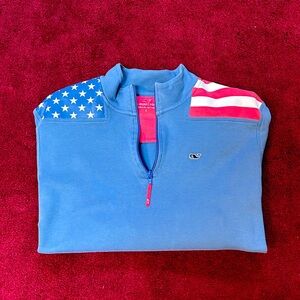 Men’s Vineyard Vines American Flag Shep Shirt Quarter Zip